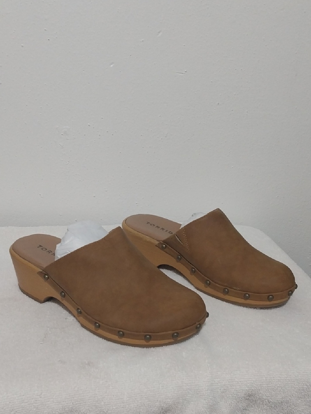 torrid Tan Suede Studded Clog Mules